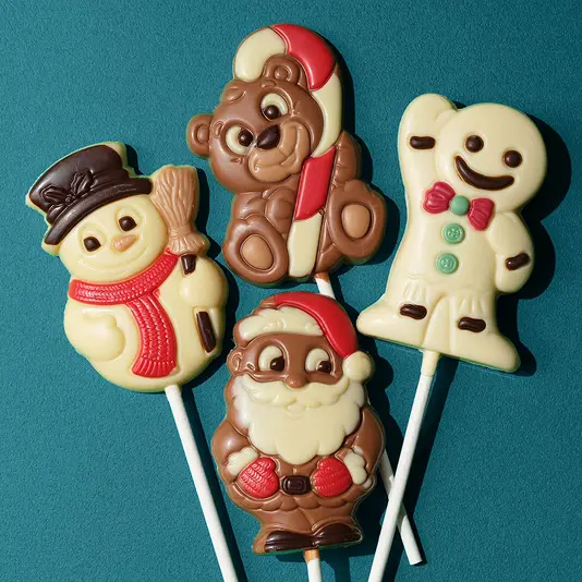 ベルフィン ロリポップチョコ（スノーマン／クリスマスベア／サンタ／ジンジャーブレッドマン）