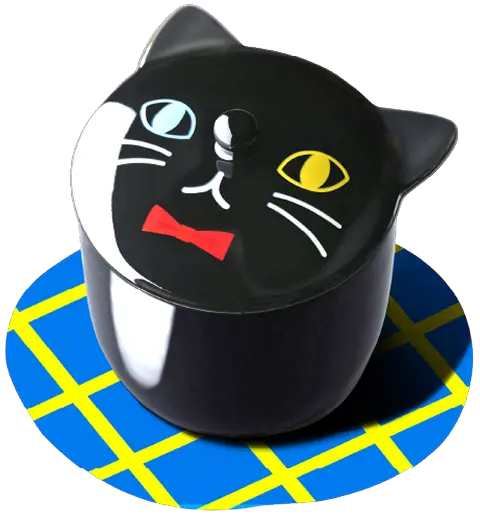 オリジナル くろねこ蓋つきポット