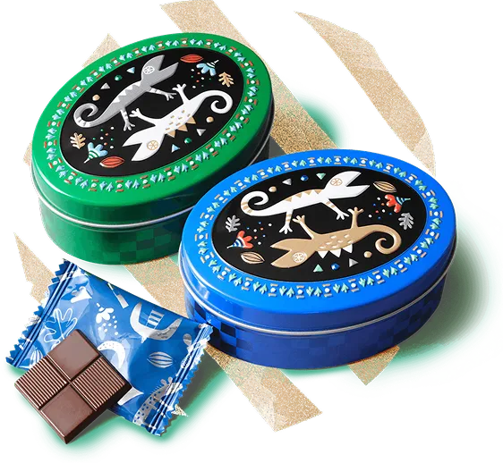 カカオの森 トカゲ缶 グリーン／ブルー