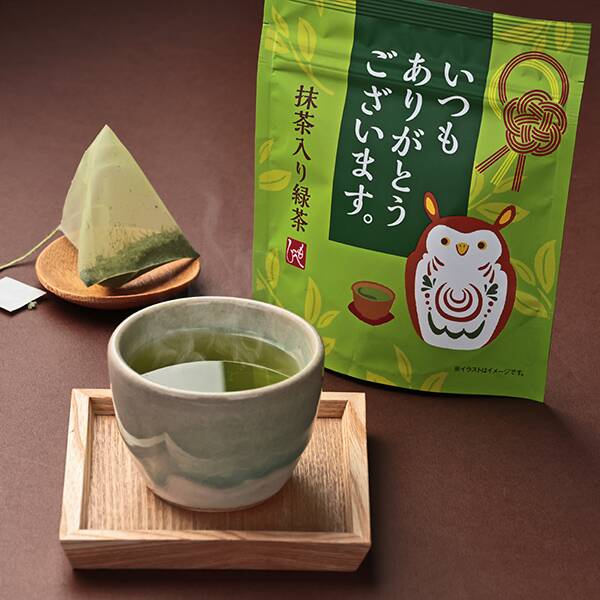 いつもありがとうございます　抹茶入り緑茶　ふくろう　5p