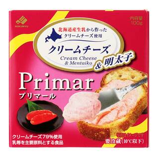 【冷蔵】北海道クリームチーズ　プリマール＆明太子　100g【オンライン限定アウトレット】【賞味期限：2026/7/24】
