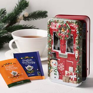 オンラインストア限定　イングリッシュティーショップ　クリスマス　ドア　リース缶(レッド）　18p【クリスマス】