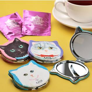 キャットコンパクトミラー（紅茶入り）　1個
