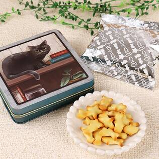 レトロねこスクエア缶　ビスケット（黒猫）　25g