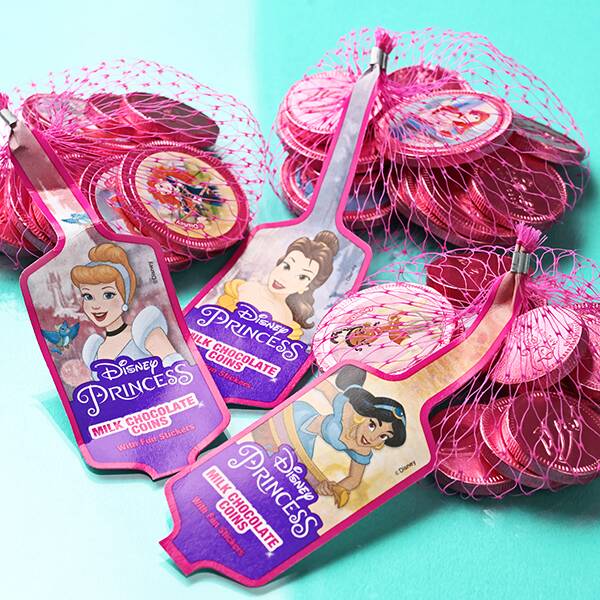 ディズニープリンセス　ネット入りコインシェイプチョコレート　47g