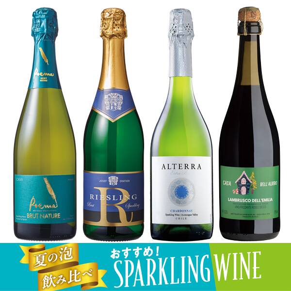 【お酒】オンラインストア限定　夏の泡飲み比べ　辛口スパークリングワイン　厳選4本セット