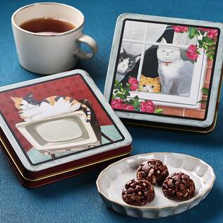 レトロねこスクエア缶　チョコクランチ　1個