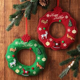 クリスマス　もこもこフェルトリース　1個【クリスマス】