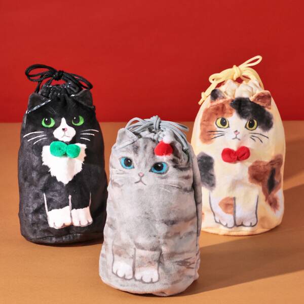 おすわりネコ巾着　1個【クリスマス】