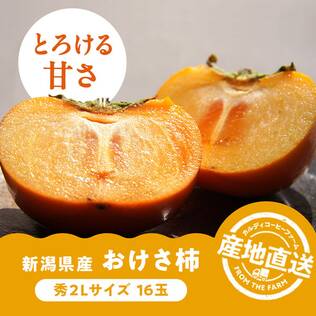 【予約販売】オンラインストア限定　新潟県産おけさ柿　2Lサイズ　16玉●産地直送・送料込み●【10月上旬-11月上旬頃お届け予定】